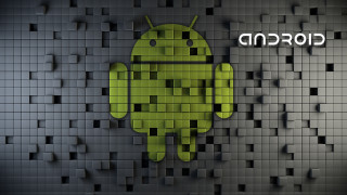 Green android logo black white - pixel art free wallpaper