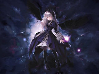 White haired woman purple gothic - a purple dress free wallpaper for desktop