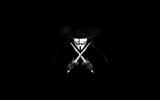 Man hat swords dark background - shadow free wallpaper for desktop