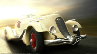 Vintage car driving road sky 3 - a vintage car free wallpaper for desktop