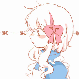 Girl pinkbow blueDress lineart symmetrical - a blue dress free wallpaper for tablet