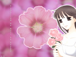 Girl holding flower pink background - a girl holding free wallpaper for desktop