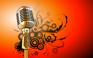Microphone floral design red background 2 - a splash of paint free wallpaper