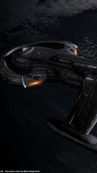 Futuristic space ship flying night - a bright light free wallpaper for mobile