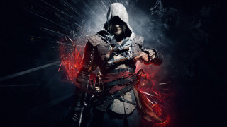 Hooded man sword red light - outfit holding free wallpaper