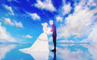 Couple wedding clothes blue sky - a couple free wallpaper