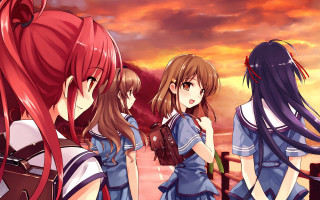Girls sunset sky clouds red - a sunset sky free wallpaper