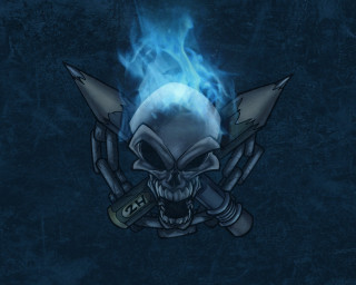 Skull flame crossed swords hands - a flame free wallpaper