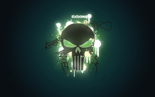 Green skull black background writing 2 - dark background free wallpaper