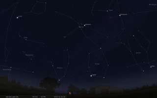 Night sky stars trees buildings - free new year wallpaper