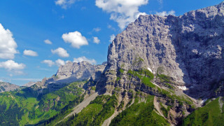 Mountain range trees clouds sky - a few mountain free wallpaper