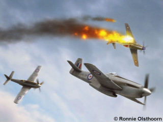 Planes flying cloudy sky fire - the back of them free wallpaper