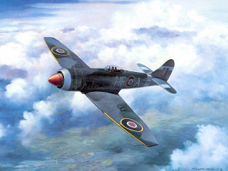 Plane flying sky clouds water - a painting of a plane free wallpaper