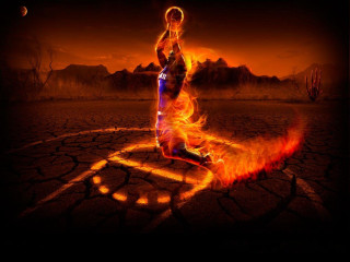 Man circle fire sword ball - his hand and a ball free wallpaper