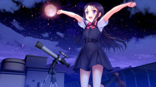 Girl dress telescope pointing sky - a telescope free wallpaper