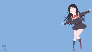 Flying woman minimalist blackserafuku bluebackground - minimalist free wallpaper
