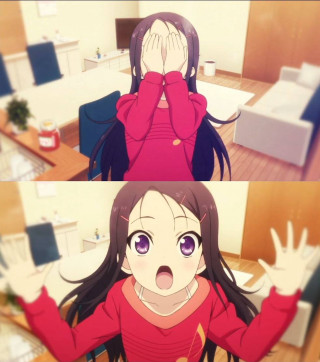 Girl woman red shirt covering - kyoto animation free wallpaper for tablet