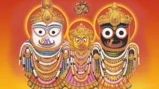 Three deities red yellow backgrounds - bholekar srihari free wallpaper for desktop