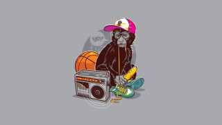 Monkey hat boombox basketball gray - a monkey with free wallpaper