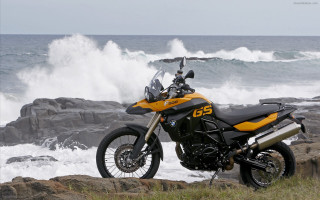 Motorcycle rocky shore ocean wave - rocky free wallpaper