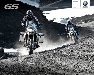 Motorcycle ride dirt trail mountains - two person free wallpaper