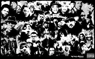 Group faces drawn black white - ink free wallpaper