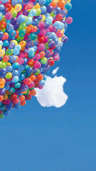 Balloons floating cloud blue sky - a bunch of balloons free wallpaper for mobile