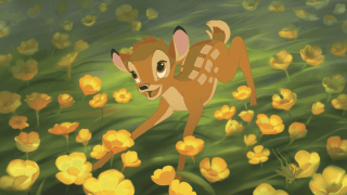 Cartoon deer running field flowers - claire hummel free wallpaper for desktop