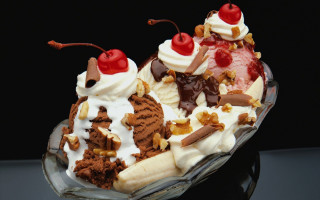 Dessert icecream bananas cherries puzzle - banana free wallpaper