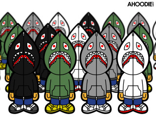 Cartoon sharks mouths open teeth - tooth free wallpaper