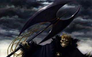 Skeleton holding giant black object - a skeleton holding free wallpaper for desktop