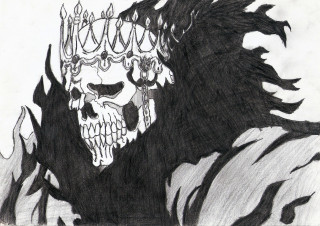 Skull crown demon tail drawing - a crown free wallpaper