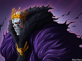 Skull crown purple branches glowing - rob rey and kentaro miura style free wallpaper