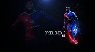 Soccer players running dark ball - above them free wallpaper