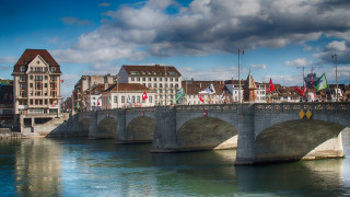 Bridge river buildings cloudy sky - both side of it free wallpaper for desktop
