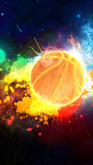 Basketball colorful background paint splatters - a basketball ball free wallpaper for mobile