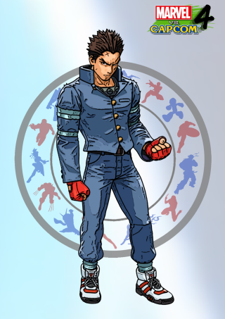 Cartoon character blue uniform red - circle free wallpaper for mobile