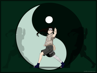 Woman skirt hat running yin - yang symbol free wallpaper