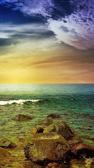 Beach rock sunset boat water - a boat free wallpaper for mobile
