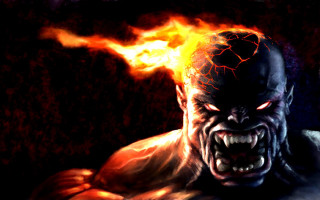 Demonic man large head fireball - a demonic looking man free wallpaper
