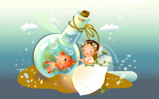 Girl dress fish bottle message - a girl in a dress free wallpaper for desktop