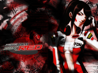 Racing woman cellphone red background - uniform holding free wallpaper