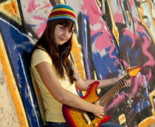Girl guitar graffiti wall hat - brigette barrager free wallpaper