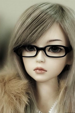 Doll glasses fur coat pearl - anime girl free wallpaper for mobile