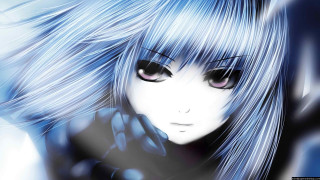 Anime girl blue hair black 9 - black glove free wallpaper