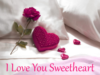 Pink heart pillow bed rose - top of a bed next free wallpaper