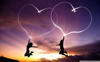 Flying people hearts sky above 2 - the sky above them free wallpaper