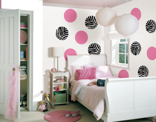Pink black polka bedroom white - a pop art painting free wallpaper