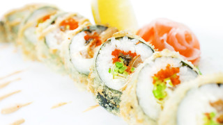 Sushi roll lemon wedge fork - a fork free wallpaper
