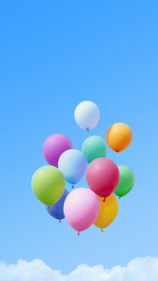 Balloons floating sunny day blue 4 - a bunch of balloons free wallpaper for mobile